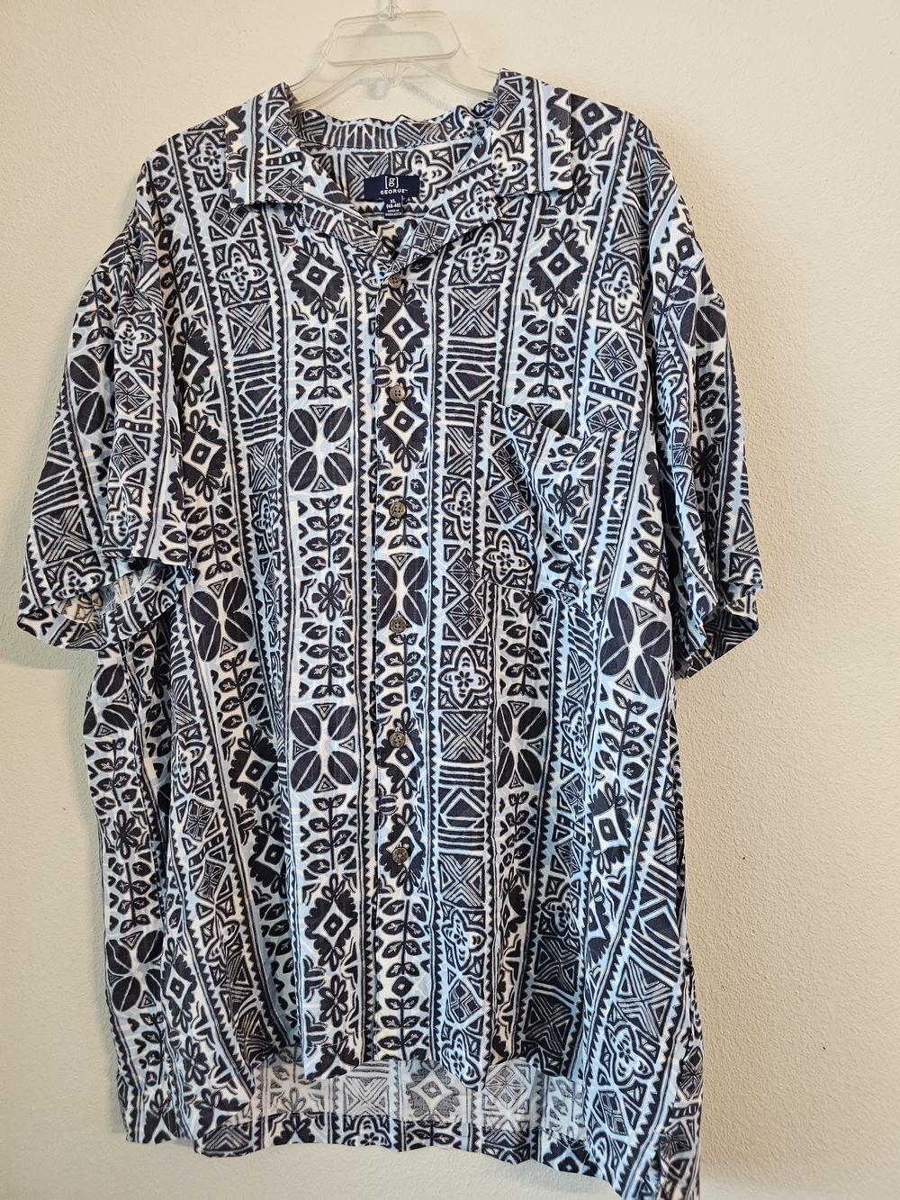 George Brown and White Short-Sleeve Button-Down Shirt